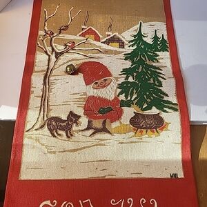 1960s Swedish Julbonad Jute Christmas Wall Hanging